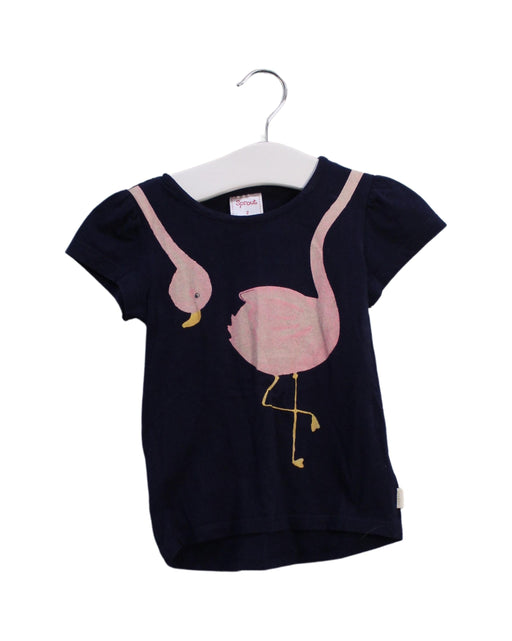 A Navy Short Sleeve T Shirts from Sprout in size 2T for girl. (Front View)