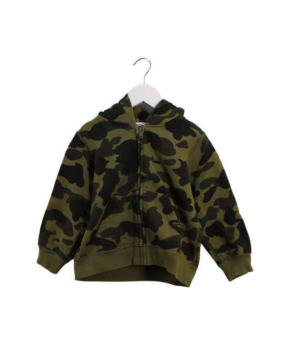 A Green Zippered Sweatshirts from BAPE KIDS in size 2T for boy. (Front View)