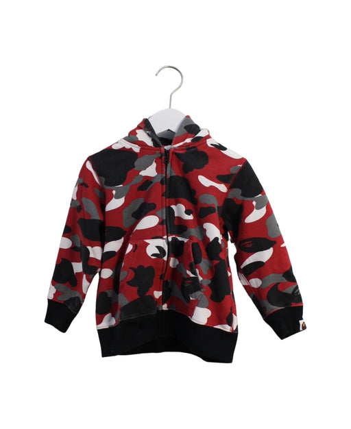 A Red Zippered Sweatshirts from BAPE KIDS in size 4T for boy. (Front View)