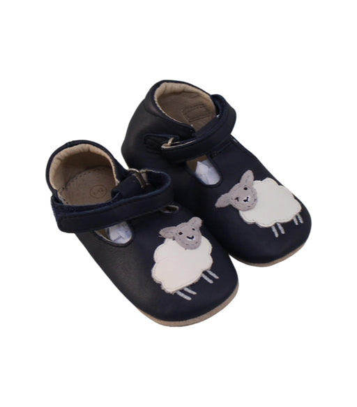 A Navy Flats from Boden in size 6-12M for girl. (Front View)
