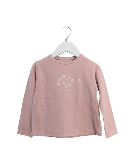 A Pink Long Sleeve Tops from Knot in size 3T for girl. (Front View)