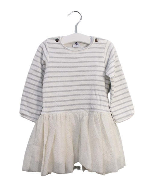 A White Long Sleeve Dresses from Petit Bateau in size 12-18M for girl. (Front View)