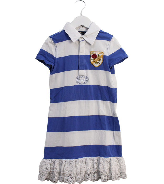 A Blue Short Sleeve Dresses from Polo Ralph Lauren in size 7Y for girl. (Front View)
