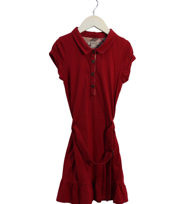 A Red Short Sleeve Dresses from Burberry in size 8Y for girl. (Front View)