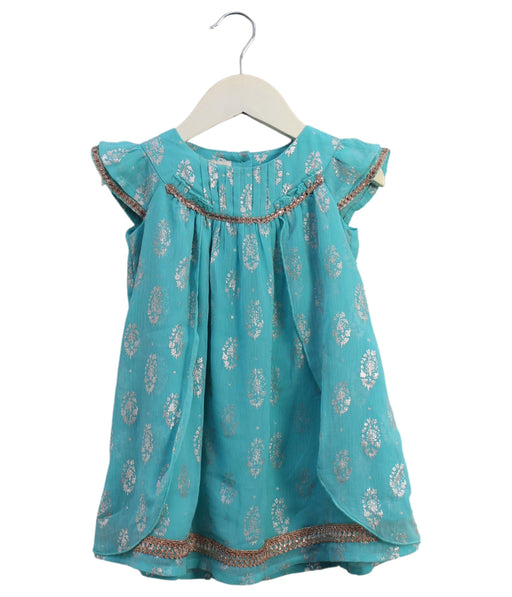 A Teal Short Sleeve Dresses from Monsoon in size 12-18M for girl. (Front View)