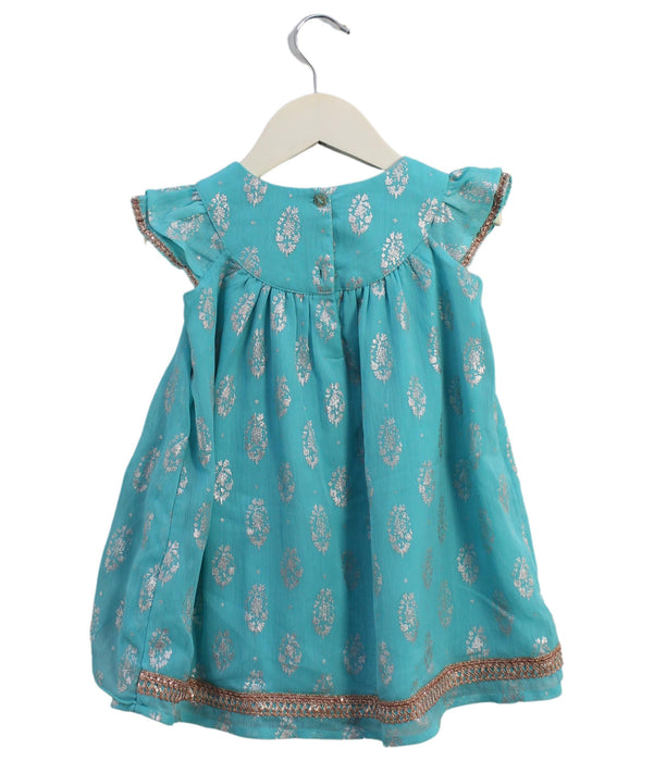 A Teal Short Sleeve Dresses from Monsoon in size 12-18M for girl. (Back View)