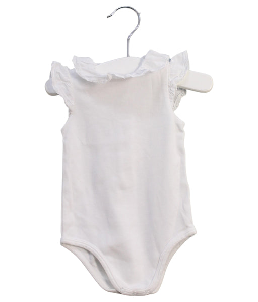 A White Sleeveless Bodysuits from Nanos in size 3-6M for girl. (Front View)