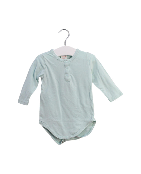 A Blue Long Sleeve Bodysuits from Seed in size 3-6M for boy. (Front View)
