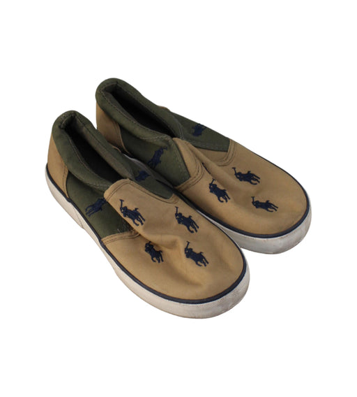 A Brown Slip Ons from Polo Ralph Lauren in size 5T for boy. (Front View)