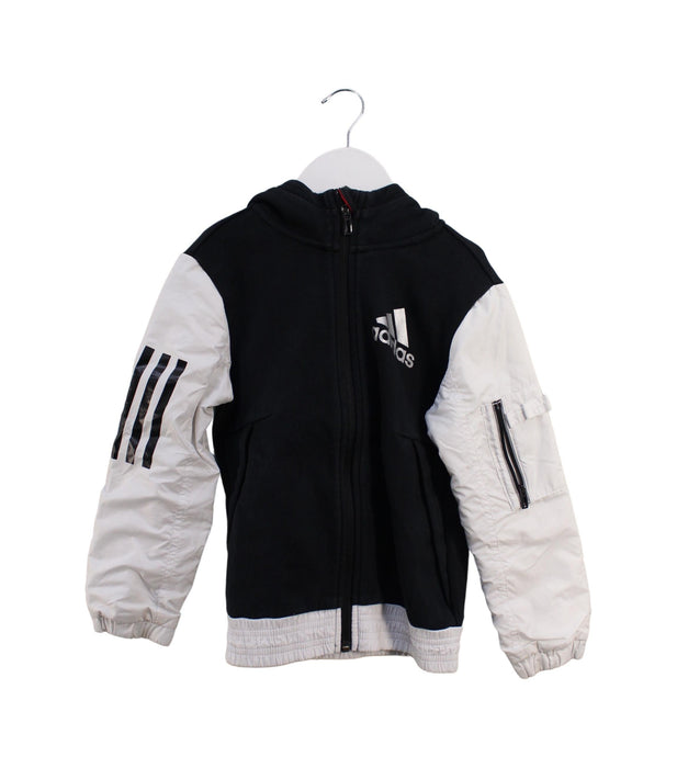 A Black Lightweight Jackets from Adidas in size 6T for boy. (Front View)