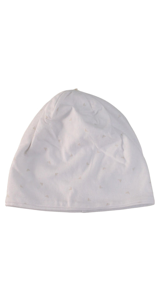 A White Beanies from Armani in size 0-3M for neutral. (Front View)