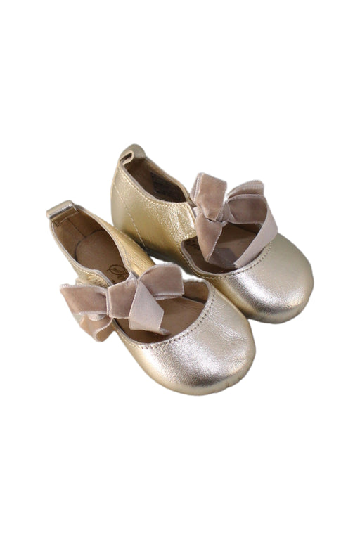 A Gold Flats from Sonatina in size 12-18M for girl. (Front View)