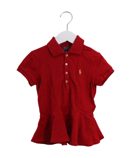 A Red Short Sleeve Polos from Polo Ralph Lauren in size 7Y for girl. (Front View)