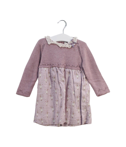 A Pink Long Sleeve Dresses from Paloma de la O in size 12-18M for girl. (Front View)