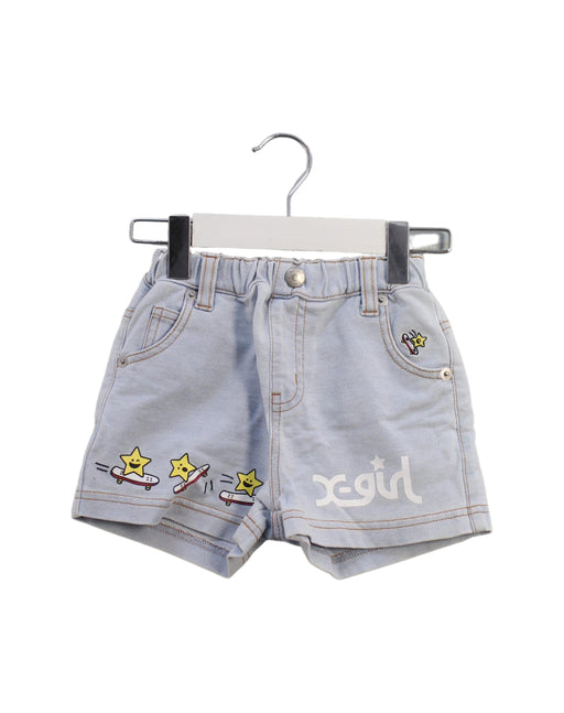 A Blue Shorts from X-girl in size 18-24M for girl. (Front View)