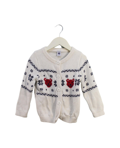A White Cardigans from Petit Bateau in size 3T for girl. (Front View)