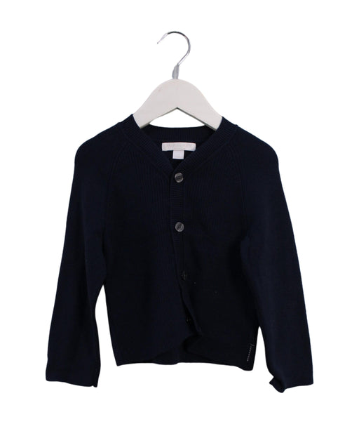 A Navy Cardigans from Burberry in size 3T for girl. (Front View)