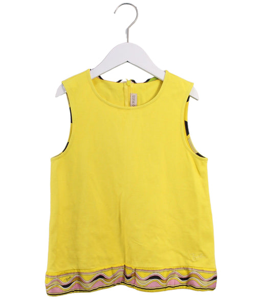 A Yellow Sleeveless Tops from Emilio Pucci in size 10Y for girl. (Front View)