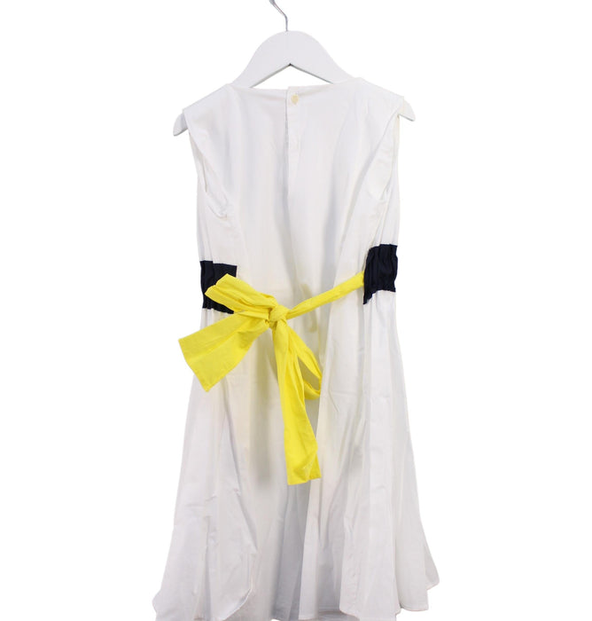 A White Sleeveless Dresses from Il Gufo in size 8Y for girl. (Back View)