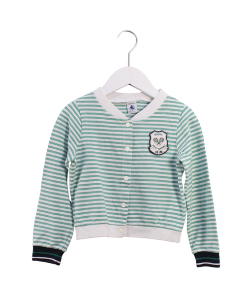 A Green Cardigans from Petit Bateau in size 4T for girl. (Front View)