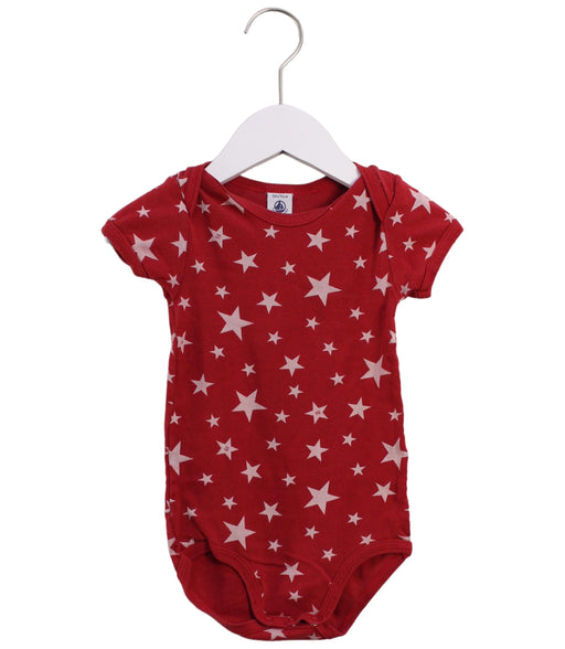 A Red Short Sleeve Bodysuits from Petit Bateau in size 3T for boy. (Front View)