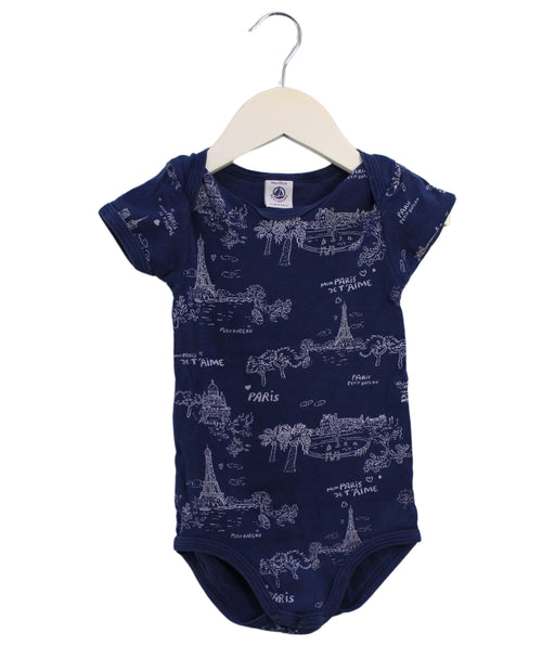 A Navy Short Sleeve Bodysuits from Petit Bateau in size 3T for boy. (Front View)