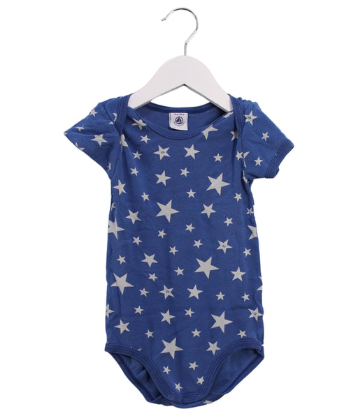 A Blue Short Sleeve Bodysuits from Petit Bateau in size 3T for boy. (Front View)