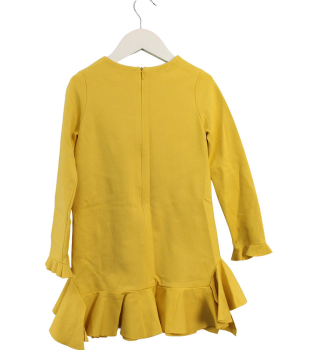 A Yellow Long Sleeve Dresses from Elsy in size 6T for girl. (Back View)