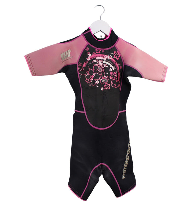 A Black Wetsuits from Watersports in size 8Y for girl. (Front View)