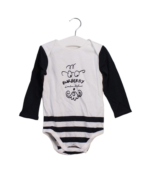 A White Long Sleeve Bodysuits from Burberry in size 6-12M for boy. (Front View)
