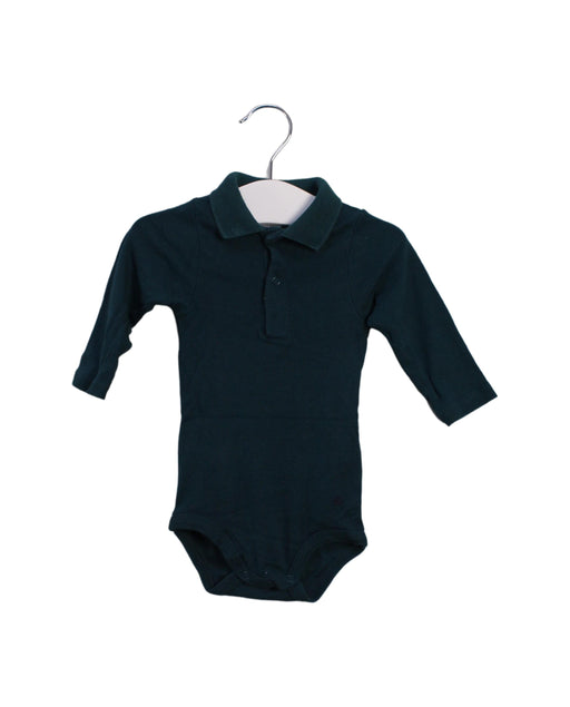 A Green Long Sleeve Bodysuits from Petit Bateau in size 0-3M for neutral. (Front View)