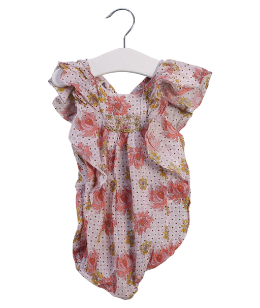A Pink Sleeveless Bodysuits from Velveteen in size 3-6M for girl. (Front View)