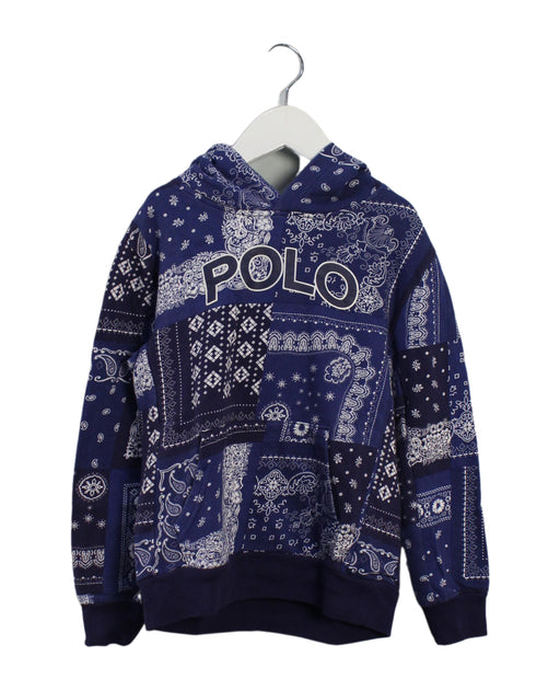 A Blue Hooded Sweatshirts from Polo Ralph Lauren in size 7Y for girl. (Front View)