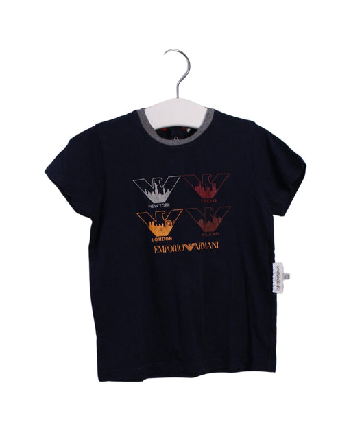 A Navy Short Sleeve T Shirts from Emporio Armani in size 3T for boy. (Front View)