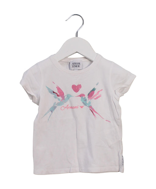 A White Short Sleeve T Shirts from Armani in size 2T for girl. (Front View)