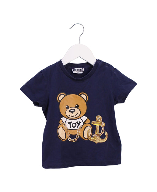 A Blue Short Sleeve T Shirts from Moschino in size 18-24M for boy. (Front View)