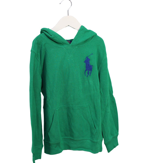 A Green Hooded Sweatshirts from Polo Ralph Lauren in size 7Y for boy. (Front View)