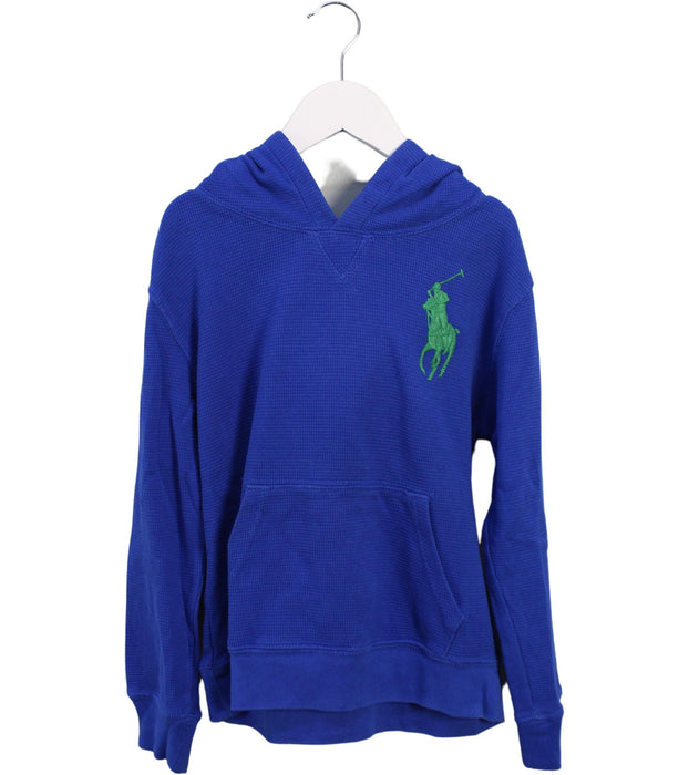 A Blue Hooded Sweatshirts from Polo Ralph Lauren in size 7Y for boy. (Front View)