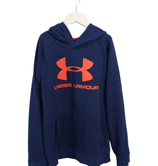 A Blue Hooded Sweatshirts from Under Armour in size 10Y for boy. (Front View)