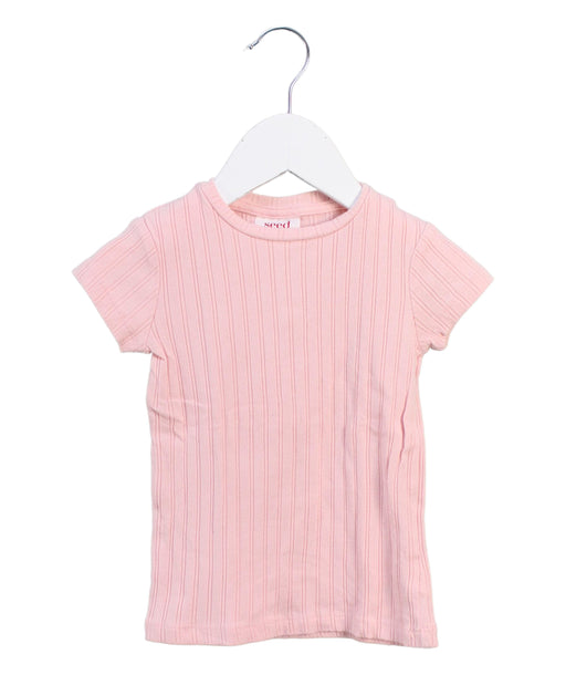 A Pink Short Sleeve T Shirts from Seed in size 3T for girl. (Front View)