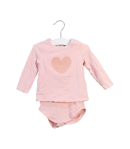 A Pink Long Sleeve Bodysuits from Seed in size 6-12M for girl. (Front View)