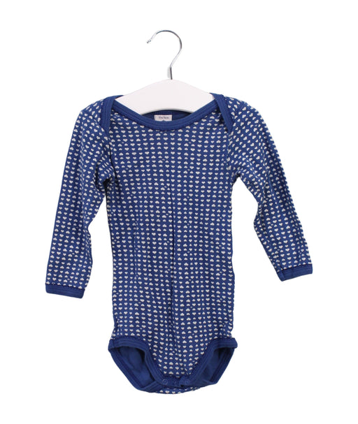 A Blue Long Sleeve Bodysuits from Petit Bateau in size 6-12M for boy. (Front View)