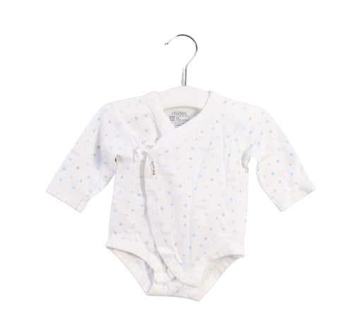A White Long Sleeve Bodysuits from Mides in size 0-3M for boy. (Front View)