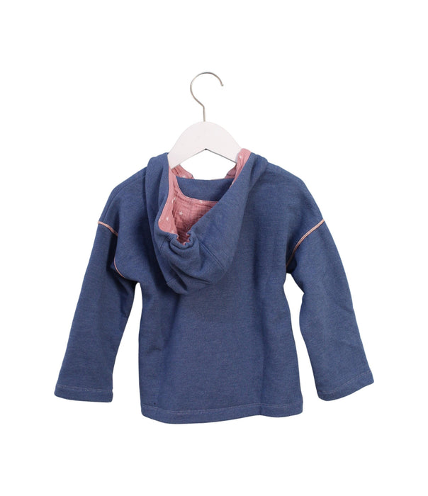 A Blue Hooded Sweatshirts from Nanos in size 5T for girl. (Back View)