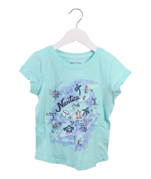 A Blue Short Sleeve T Shirts from Nautica in size 5T for girl. (Front View)