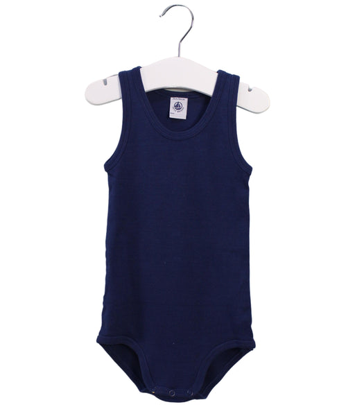 A Navy Sleeveless Bodysuits from Petit Bateau in size 18-24M for boy. (Front View)