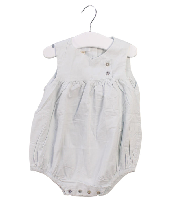 A Blue Sleeveless Bodysuits from Les Enfantines in size 6-12M for girl. (Front View)