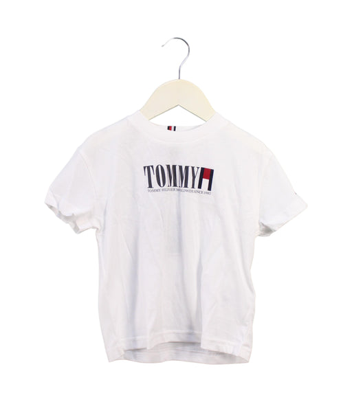 A White Short Sleeve T Shirts from Tommy Hilfiger in size 4T for boy. (Front View)