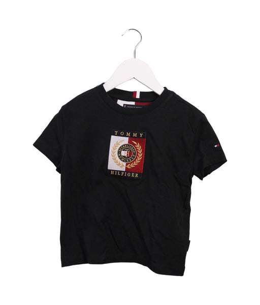 A Black Short Sleeve T Shirts from Tommy Hilfiger in size 4T for boy. (Front View)