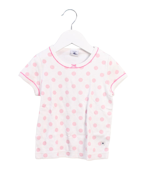 A Pink Short Sleeve T Shirts from Petit Bateau in size 3T for girl. (Front View)